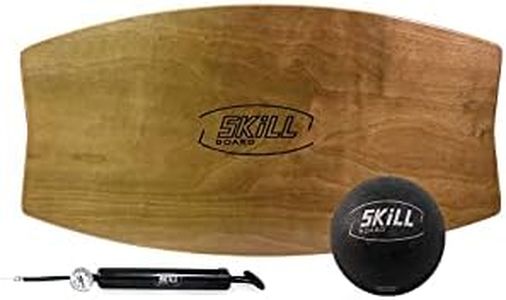 The Skill Board Mini - Wooden Balance Board - Travel-Size Balance Trainer for Beginners, All Sports, Gym, Standing Desk - Incl. Fitness Ball, Ball Pump