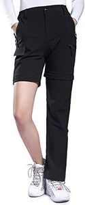 Hiauspor Hiking Pants Women Convertible Lightweight Zip Off Pants Quick Dry Outdoor Stretch Pants UPF 50+ (Black, X-Small)