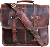 16" buffalo leather messenger bag laptop case office briefcase men computer distressed shoulder bag