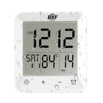 Digital Shower Clock Waterproof,Bathroom Extra Large LCD Screen Wall Clock Timer,Countdown,Moisture Proof,Anti Splash,Display Temperature,Time,Date and Day of the Week,Suction Cup,Hanging (White)