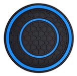 Car Drome Car Rubber Coaster | Universal Anti-Slip Door Cup Holder Mats | Set of 4 Pieces | 2 inches and 6 Centimetre Round | Blue Trim