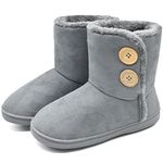 KuaiLu Womens Slipper Boots Knitted Winter Warm Comfy Memory Foam Ladies Bootie Slippers Women Comfort fluff Plush Faux Fur Lined Bedroom House Ankle Slippers Indoor Outdoor Rubber Sole Grey 7-8 UK