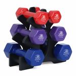 KAKSS Cast Iron Vinyl Coated Dumbbell With Stand(Proudly Made In India) (9Kg(1Kg+1.5Kg+2Kg Pair))