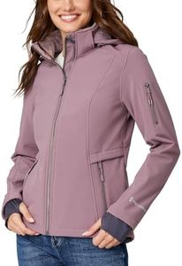 Free Country Women's Softshell Jacket Fleece Fur Lined Insulated Hooded Water & Wind Resistant Coat for Outdoor Hiking Ski-Aeris II-Vervain-S