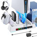 OIVO PS5 Stand with Cooling Station and PS5 Controller Charging Station for Playstation 5 Console Disc/Digital Edition, PS5/PS5 slim Cooling Fan Stand, PS5/PS5 Slim Accessories Vertical Stand with Game Slots
