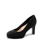 DREAM PAIRS Women's Close Toe Low Heels Platform Pump Comfortable Office Work Dress Shoes for Women SDPU2365W,Size 6,Black-Nubuck,SDPU2365W