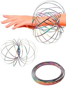 Flow Ring Spinner Ring Arm Toy - Magic Ring Game for Kids Arm Bracelet Kinetic Spiral Flow Ring Spring Toy - 3D Roll Rings Arm Slinky Metal Toy Stainless Ring - Infinity Loop Rainbow Kinetic Flow Ring