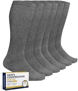 Pembrook Light Compression Socks for Men - 6 Pairs | 8-15 mmHg Grey Men's Compression Socks | Cotton Light Compression Socks Men | Circulation Support Socks for Men