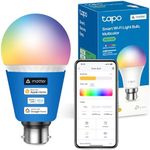 Tapo B22 MATTER Smart Bulb, Energy Monitoring, Advanced Music Sync 1055 lm, 8.6W Smart Light Bulb, Dimmable, Tunable Alexa Light Bulbs, Voice Control with Apple HomeKit, Alexa and Google,(Tapo L535B)