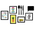 Art Street Set Of 5 Wall Photo Frame/Art Prints For Dinning Table, Kitchen Or Eating Area With Mdf Cutlery And Chalk Board - Synthetic Wood