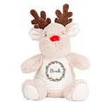 Personalised Reindeer Soft Toy with Name, Christmas Gift, Xmas Present, Baby Toy, Personalised New Baby Gift, Newborn Baby Gift, Baby Boy, Baby Girl, Custom Teddy Bear, Keepsake, Baby Shower Gift