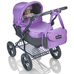 Molly Dolly Dolls Pram - Toy Pram With Adjustable Handle Height - Doll Pram For Girls Age 3-7 Years