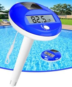 Sinbyuer 2026 Solar Digital Pool Thermometer with Rope | Easy Read Large LCD Display & Big Numbers Floating Pool Thermometer | High Precision & IP68 Waterproof Pools Temperature Gauge for Hot Tub, Spa
