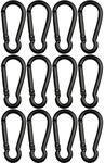 12 Pcs Small Carabiner Clip Snap Hook M4 1.57 Inch Black Quick Link Clip Keychain for Keychain, Ropes, Pet Chains, Hammock, Backpack, Swing, Water Bottle Capacity 44lb