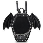 ENJOININ Gothic Coffin Shape Fashion Purses and Handbags for Women Halloween Shoulder Bag Backpack, Black Wings, Fashion