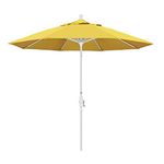 California Umbrella GSCU908170-F25 9' Round Aluminum Market Umbrella, White Pole, Lemon Olefin