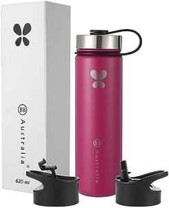 BB Australia - Stainless Steel, Insulated Water Bottle with 3 lids, one with a Straw. Leak Proof Drink Bottles for hot or Cold Drinks. (Dark Pink, 620ml)