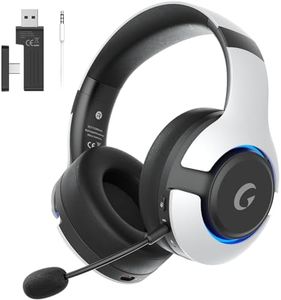 Gtheos Wireless Gaming Headset for PS5, PS4, Elden Ring, PC, Mac, Switch, Bluetooth 5.3 Gaming Headphones with Noise Canceling Microphone, 45H Battery, RGB Light, White