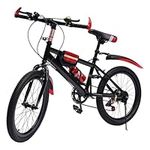 JINPRDAMZ 20" Kids Bike 7 Speed MTB Mountain Bike Bicycle Boys BMX Bikes High Carbon Steel Bike City Bike Boys and Girls Bicycle for Kids and Youth (Black + Red)