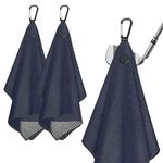 Magnetic Golf Towel, 2 Pack Golf Towels with Microfiber Wire Cleaning Cloth Block, Waffle Pattern Cloth with Clip for Men, Strength Magnet for Strong Hold to Golf Bags, Carts or Clubs (Black Black)