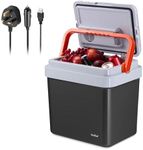 VonShef 24L Electric Cool Box, Large Insulated Cooler Box with Hot & Cold Functions & Three Power Options (3-Pin 240v Wall Plug, USB-A & 12v Car Plug), Festival Camping Accessories with Removable Lid