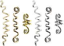 eMagTech 6PCS Viking Spiral Hair Beads Metal Braids Rings Celtic Dread Beard Dreadlock Beads Hair Coil Knot Hair Cuffs for Hair Decorating Braids Silver Gold