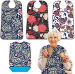 EpoBob 3 Pack Adult Bibs with Crumb Catcher, Washable and Adjustable Adult Bibs for Women Elderly Seniors