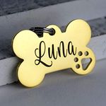 Madhu Gems Personalized Pet ID Tags for Dogs, Cats and Other Pets | Pet Tags Brass ID | (Customized) Collar Name Tag (Pack of 1)