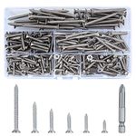 300 Pcs Stainless Steel Wood Screws, Cross Drive Flat Head Screws Assortment Kit, Self Tapping Drywall Screws Countersunk for Woodworking DIY - M3.5/M4.2/M4.8, 13mm/19mm/32mm/25mm/50mm