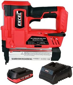 Excel EXL592B 18V Cordless 2nd Fix Nailer with 1 x 2.0Ah Battery Charger- Firing Speed 60Nails/min - 18ga Staple Size - LED Worklight - Depth Adjustment Wheel