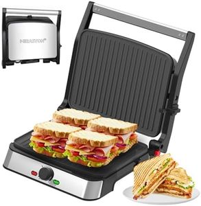 MIRASTON Electric Panini Press Grill and Sandwich Maker / 8.5" x 11" Non-Stick Coated Plates, Opens 180 Degrees to Fit Any Type or Size Food, Dishwasher Safe, Sliver
