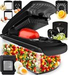 Vegetable Chopper Vegetable Cutter - Food Onion Salad Veggie Chopper with Container - French Fry Potato Dicer Slicer Cutter - Kitchen Tools & Gadgets (8-in-1 Black)