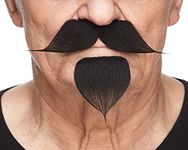 Mustaches Self Adhesive, Novelty, Fake Handlebar with a Goatee, Black Color