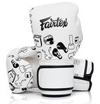 Fairtex BGV14 Muay Thai Boxing Microfibre Gloves for Men, Women, Kids | MMA Gloves, Kickboxing, Gym, Workout | Premium Quality, Light Weight & Shock Absorbent Boxing Gloves- (White Graffiti/8oz)