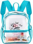 Fomaris Stadium Approved Clear Backpack 12x12x6, Small See Through Mini Plastic Concert Backpack (Turquoise)