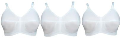 Teenager Bra Women's Cotton Non Padded Regular Full-Coverage Bra Pack of 3 White Color (34DD)