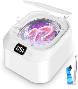 FYL Ultrasonic Retainer Cleaner, 220ml 46kHz UV Light Time Display Denture Cleaner, Dental Pod, Jewelry Jewellery Ring Ultrasonic Cleaner, Mouth Guard Small Mini Cleaning Machine