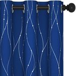 Deconovo Grommet Blackout Curtains for Babys Bedroom, 72 Inch Long - Room Darkening Curtains, Window Curtains, Wave Line and Dots Pattern (38 X 72 Inch, Royal Blue, Set of 2)