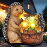 Solar Garden Hedgehog Statues - Hedgehog Outdoor Decor with Lights Resin Solar Garden Sculpture Patio Balcony Yard Lawn Art Decor Birthday Gifts for Women Mom Grandma Housewarming