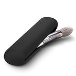 FERYES Travel Makeup Brush Holder, Silicon Trendy and Portable Cosmetic Face Brushes Holder, Soft and Sleek Makeup Tools Organizer for Travel- Black