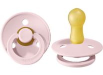 BIBS Colour Soother 2-Pack, BPA Free Dummy Pacifier, Round Nipple. Natural Rubber Latex, Made in Denmark, Size 1 (0-6 Months), Blossom