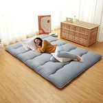 Japanese Futon Floor Mattress Full Size, Sleeping Mat for Kids, Tatami Mat, Roll Up Camping Mattress Pad, Grey