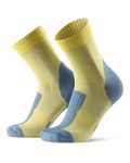 DANISH ENDURANCE Merino Wool Lightweight Anti Blister Hiking Socks, Breathable Trekking Socks, Unisex Adults, Yellow/Flint Grey, Size 9-12, 1 Pair