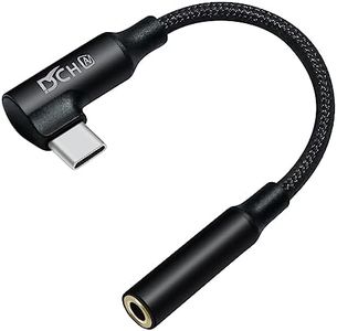DCHAV Angled USB Type C to 3.5mm Audio Adapter Headphone Jack USBc 3.5 mm Cable Aux to USB-C Cord Male Female Dongle DAC Chip for Android Phone Tablet Laptop Speaker Microphone Car Stereo, Black