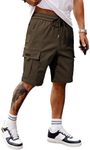 JMIERR Mens Stretch Cargo Shorts Cotton Classic Drawstring Relaxed Fit Extreme Motion Hiking Shorts,US 40(2XL),Brown