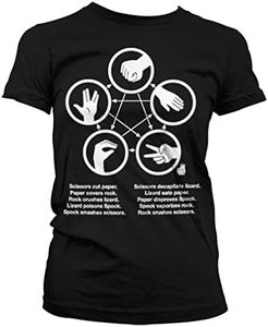 The Big Bang Theory Officially Licensed Sheldons - Rock-Paper-Scissors-Lizard Game Women T-Shirt (Black), XX-Large