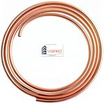 Visiaro Round Soft Copper Tube, 10ft, Outer Dia 1/4 inch, Wall Thickness 21 swg, Pack of 1, Flexible Seamless Hollow Coil for Air Conditioners, Refrigeration, Plumbing Systems and DIY Projects