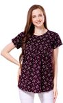 TIGYWIGY Women's Cotton Printed Half Sleeves Feeding/Nursing/Maternity Top (Medium, Wine Rose)