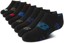 New Balance Boys' Performance No Sweat Low Cut Socks with Arch Support (8 Pack), Size Medium, Black Multi