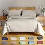 BAMPURE 100% Organic Bamboo Sheets King Set - 4PC Breathable Cooling Deep Pocket King Size Bed Sheets - Ensemble Draps Lit King Bambou - Luxury Bedding Set Fitted Sheet & Pillowcases (Ivory)